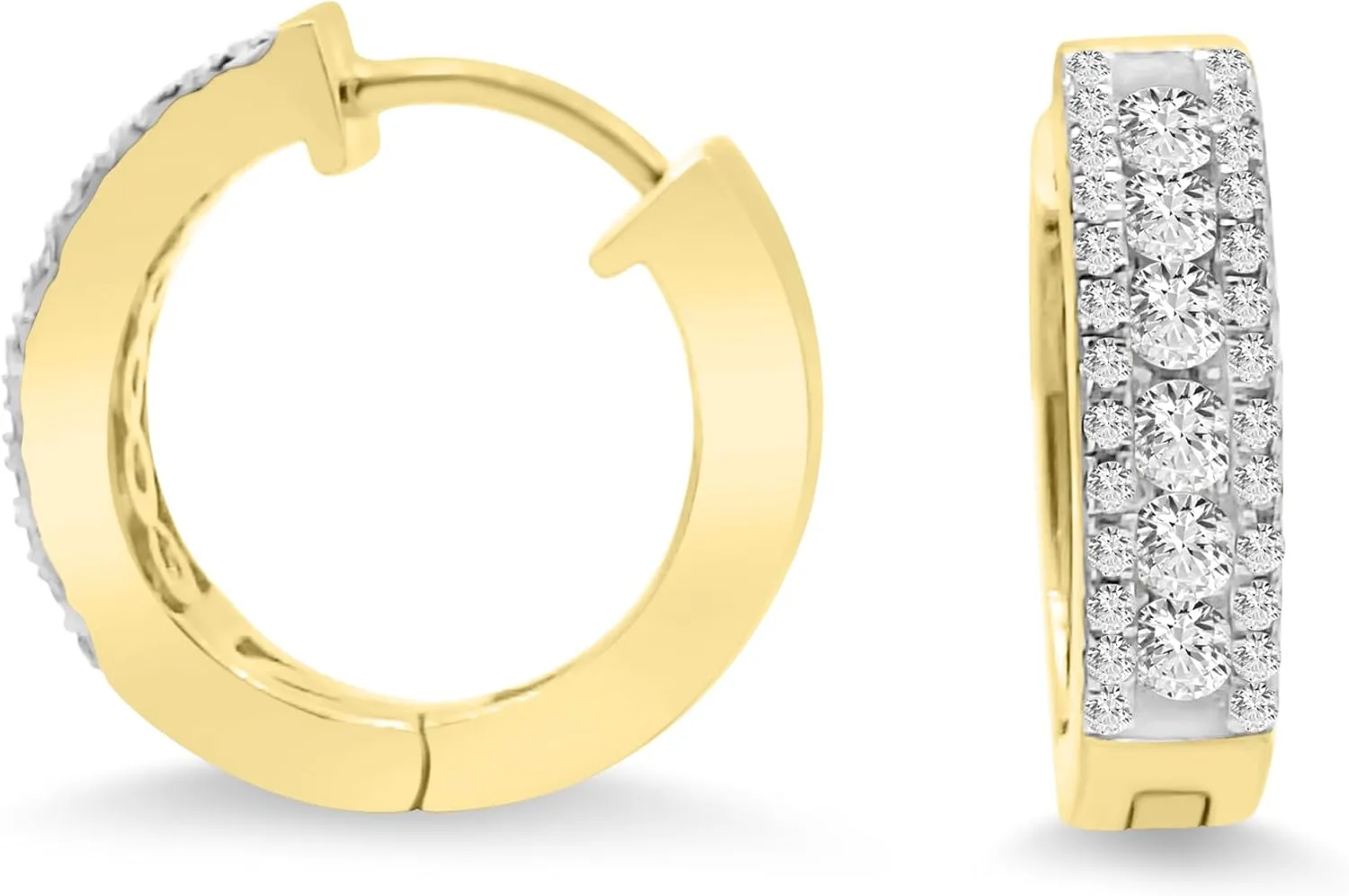 0.25 Ct Round Cu Moissanite Minimalist Huggie Hoop Earrings for Women (Color - D, Clarity - VVS1-VVS2, 0.16 Carat) in 14K Gold Plated 925 Sterling Silver