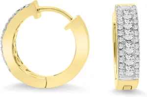 0.25 Ct Round Cu Moissanite Minimalist Huggie Hoop Earrings for Women (Color - D, Clarity - VVS1-VVS2, 0.16 Carat) in 14K Gold Plated 925 Sterling Silver