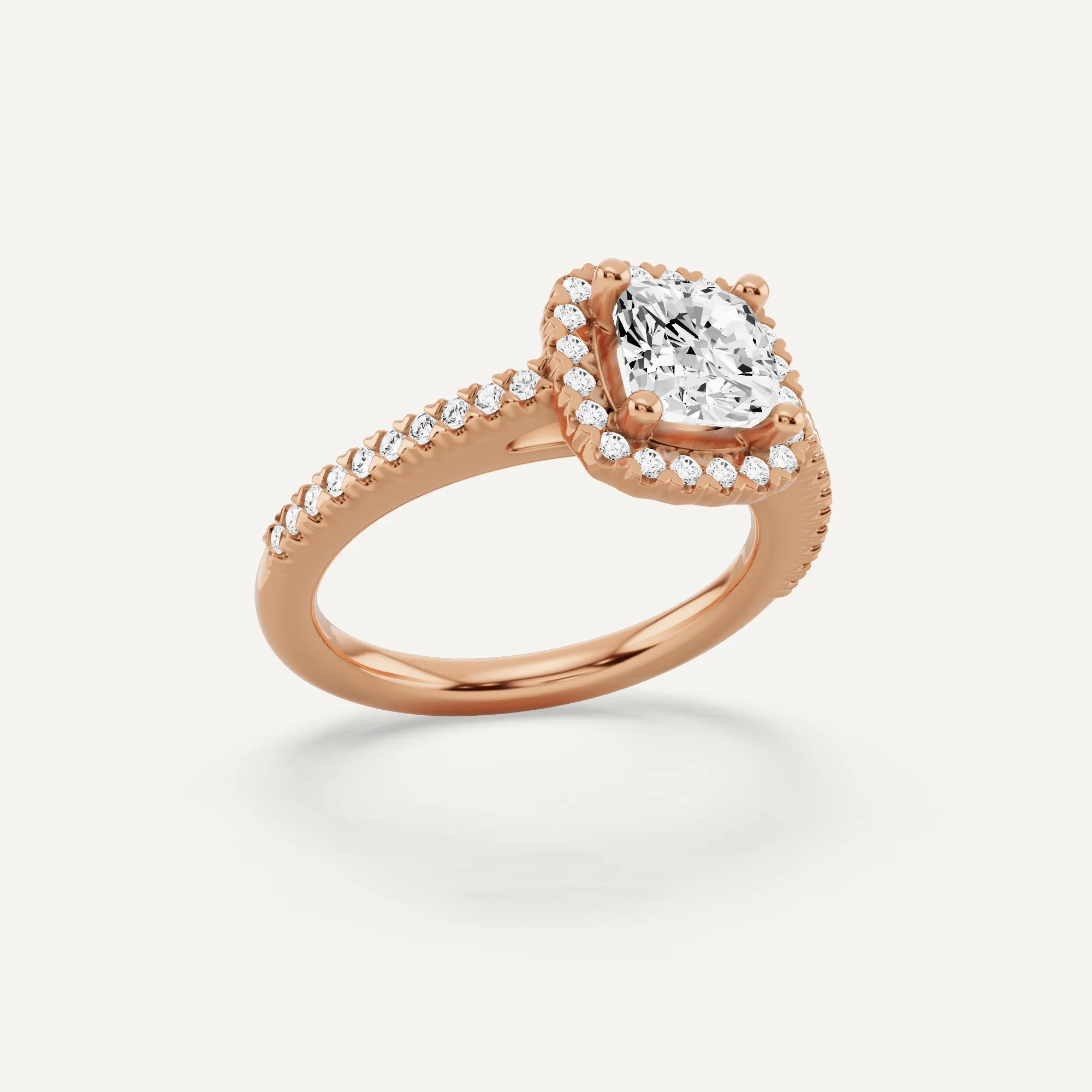 1 1/3 ctw Cushion Diamond Pave Halo Engagement Ring
