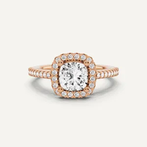 1 1/3 ctw Cushion Diamond Pave Halo Engagement Ring