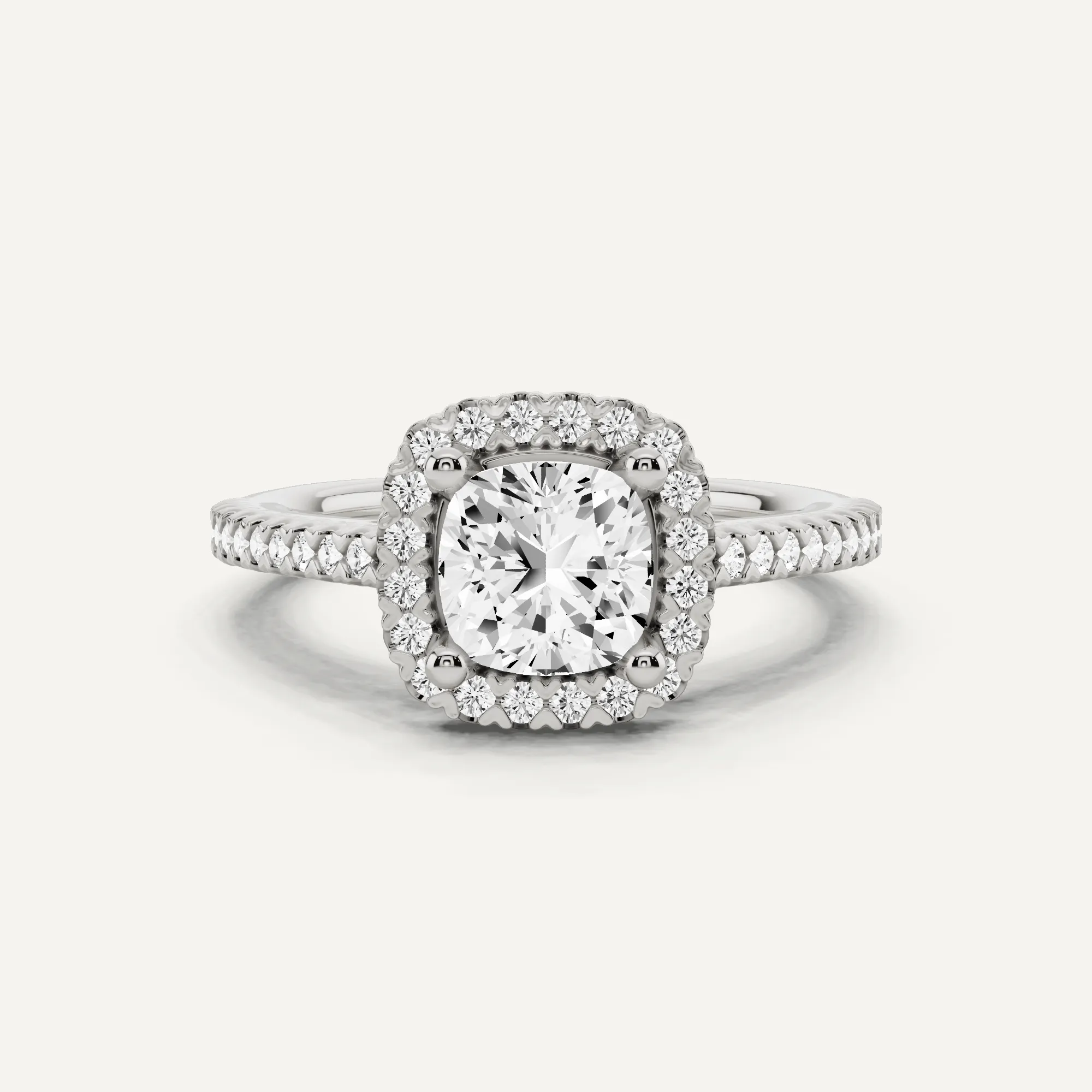 1 1/3 ctw Cushion Diamond Pave Halo Engagement Ring
