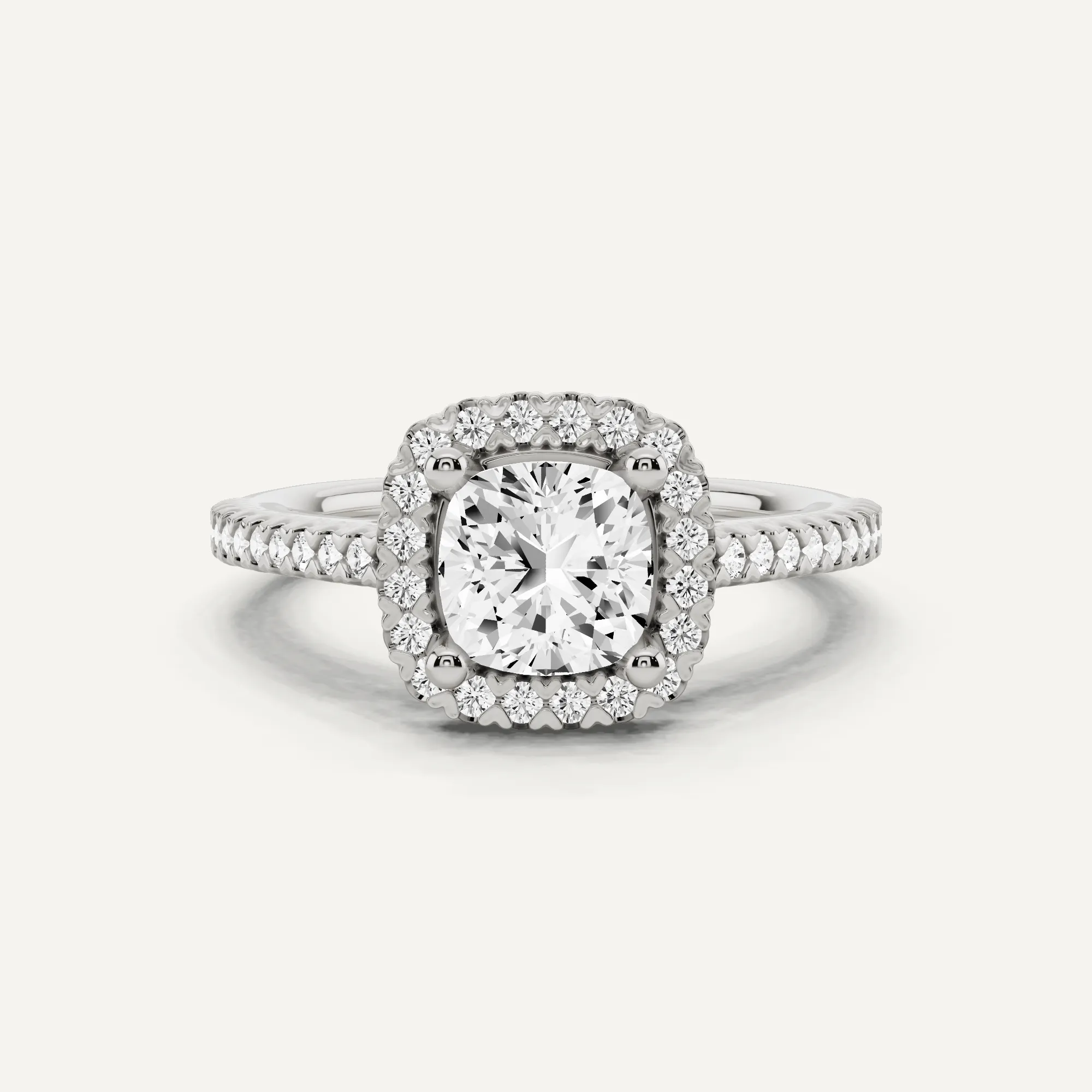 1 1/3 ctw Cushion Diamond Pave Halo Engagement Ring