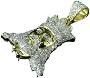 1 CT Lab Created D/VVS1 Diamond Christian Religious Jesus Pendant Mens Charm 14K Yellow Gold Plated 925 Sterling Silver Jewelry