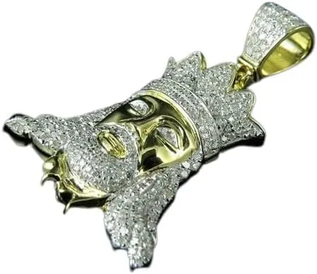 1 CT Lab Created D/VVS1 Diamond Christian Religious Jesus Pendant Mens Charm 14K Yellow Gold Plated 925 Sterling Silver Jewelry