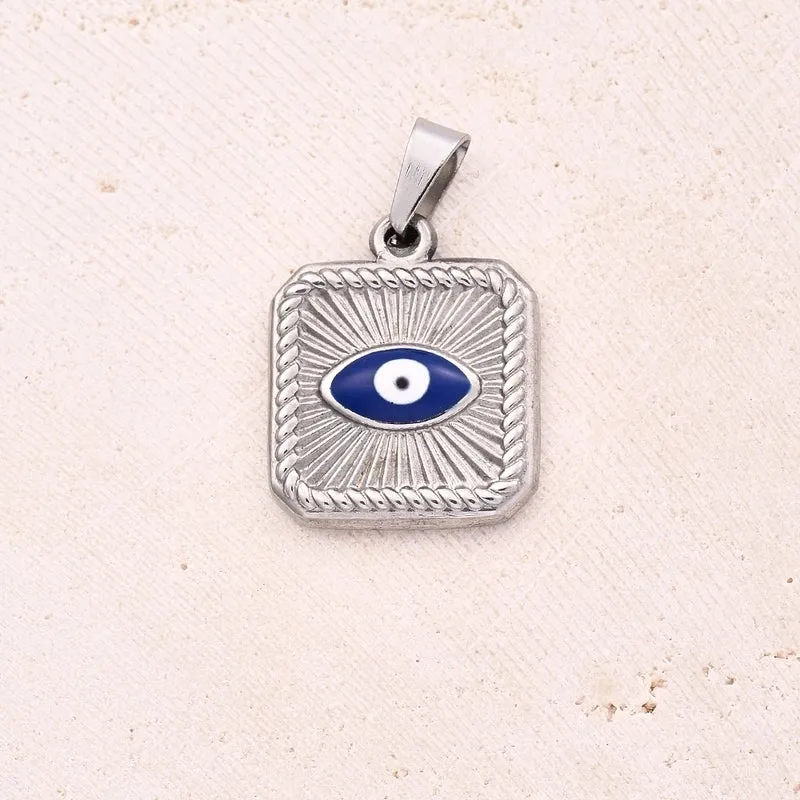 1 Pc/Package 18x15mm 6x3mm 304 Stainless Steel 18K Gold Plated Devil's Eye Square Polished Pendant