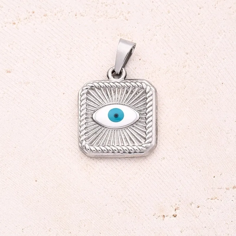 1 Pc/Package 18x15mm 6x3mm 304 Stainless Steel 18K Gold Plated Devil's Eye Square Polished Pendant
