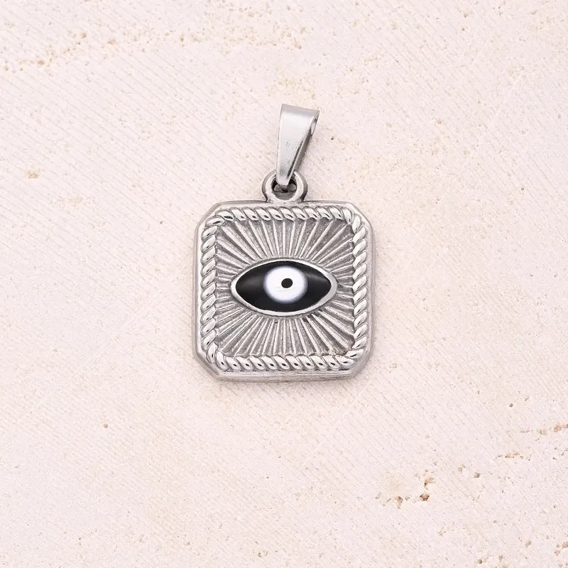 1 Pc/Package 18x15mm 6x3mm 304 Stainless Steel 18K Gold Plated Devil's Eye Square Polished Pendant