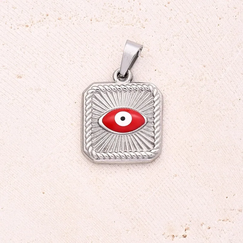 1 Pc/Package 18x15mm 6x3mm 304 Stainless Steel 18K Gold Plated Devil's Eye Square Polished Pendant
