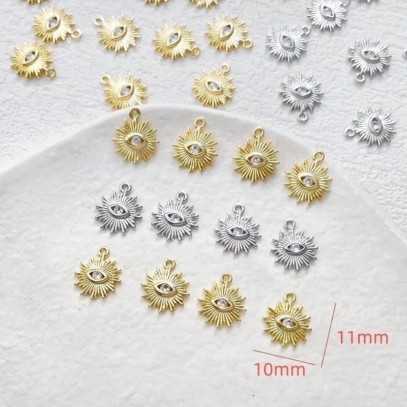 1 Piece 10 * 11mm Copper Zircon Devil's Eye Lines Polished Pendant