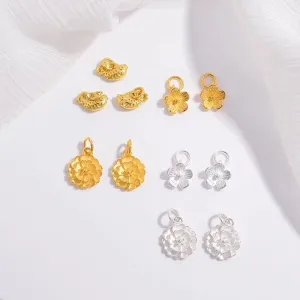 1 Piece 11.5*7.2mm Sterling Silver 18K Gold Plated Petal Lotus Carp Pendant