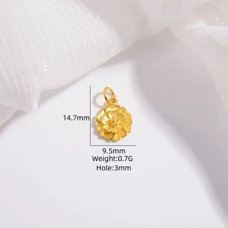 1 Piece 11.5*7.2mm Sterling Silver 18K Gold Plated Petal Lotus Carp Pendant