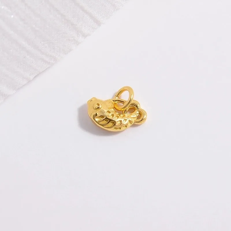 1 Piece 11.5*7.2mm Sterling Silver 18K Gold Plated Petal Lotus Carp Pendant