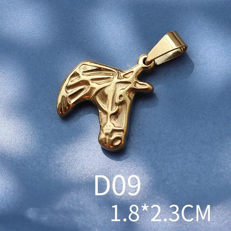 1 Piece 13 * 14mm 15 * 21mm 9 * 17mm Titanium Steel 18K Gold Plated Tiger Elephant Bird Polished Pendant