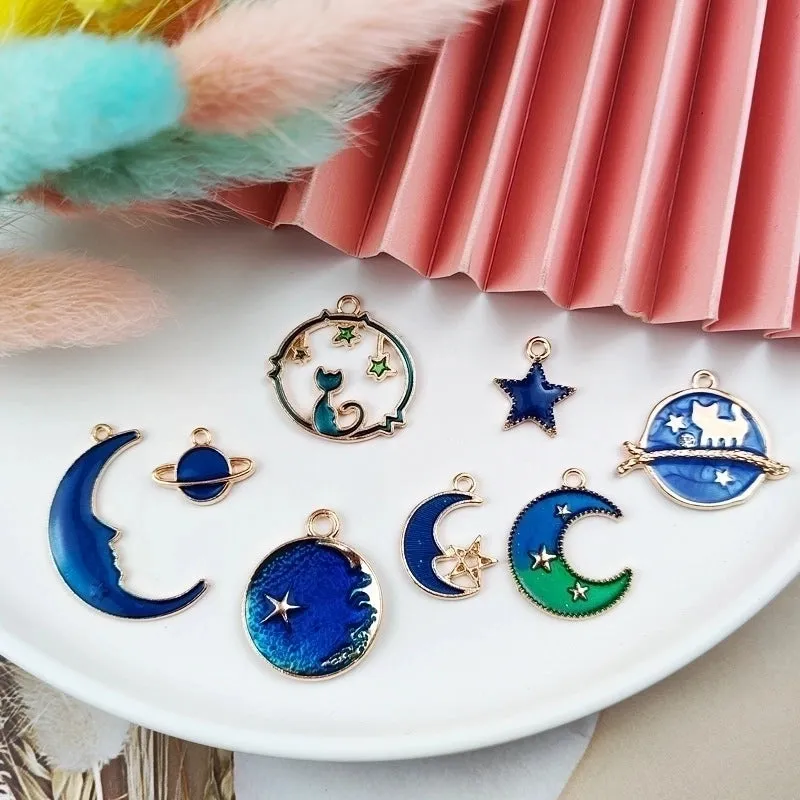 1 Piece 15 * 20mm 19*23mm 20*32mm Metal Star Moon Planet Polished Pendant