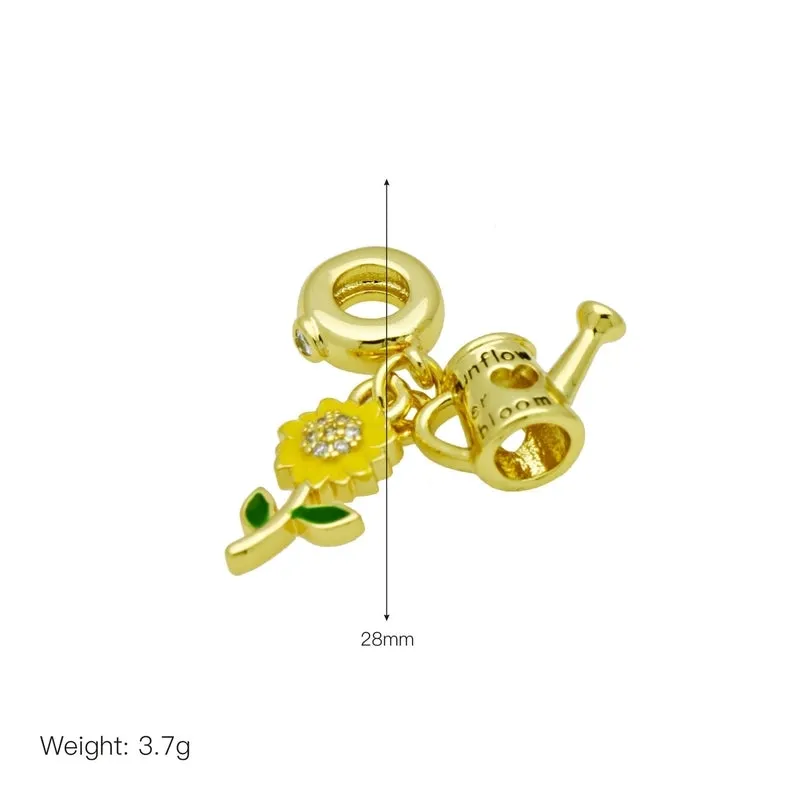 1 Piece 27MM 28mm 29mm Copper Zircon Lipstick Heart Shape Flower Pendant