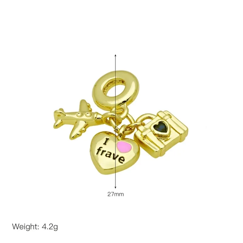 1 Piece 27MM 28mm 29mm Copper Zircon Lipstick Heart Shape Flower Pendant