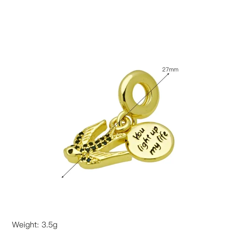 1 Piece 27MM 31mm 32mm Copper Zircon 18K Gold Plated Four Leaf Clover Tower Letter Pendant