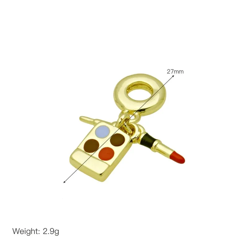 1 Piece 27MM 31mm 32mm Copper Zircon 18K Gold Plated Four Leaf Clover Tower Letter Pendant
