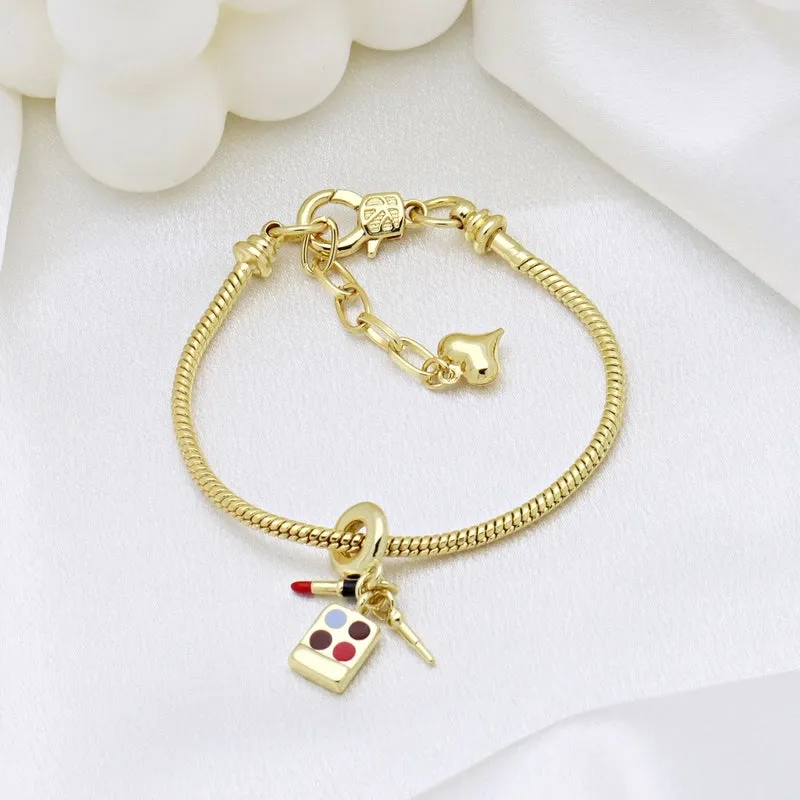 1 Piece 27MM 31mm 32mm Copper Zircon 18K Gold Plated Four Leaf Clover Tower Letter Pendant