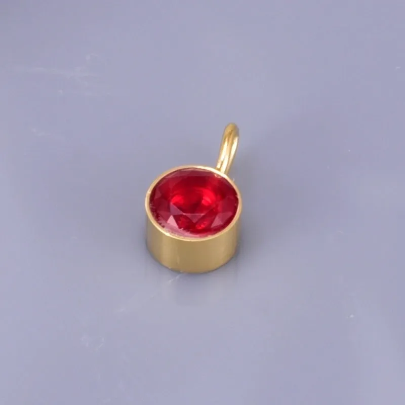 1 Piece 304 Stainless Steel Titanium Steel Rhinestones 18K Gold Plated Round Polished Pendant