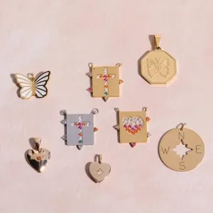 1 Piece 304 Stainless Steel Titanium Steel Zircon Gold Plated Heart Shape Butterfly Pendant Chain