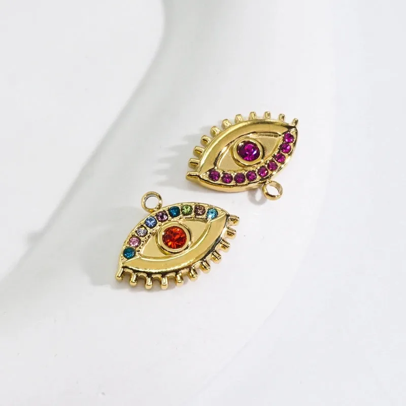 1 Piece 304 Stainless Steel Zircon 14K Gold Plated Eye