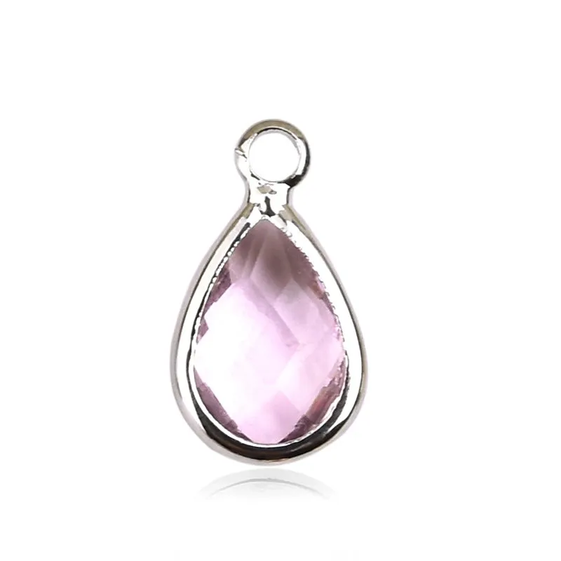 1 Piece 8 * 14mm Copper Glass Birthstone Water Droplets Pendant