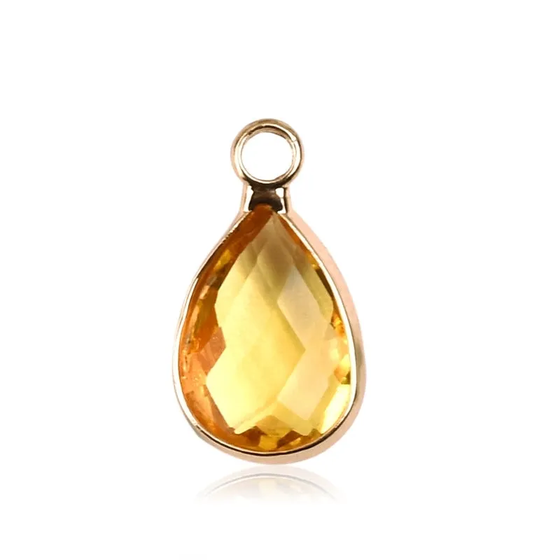 1 Piece 8 * 14mm Copper Glass Birthstone Water Droplets Pendant