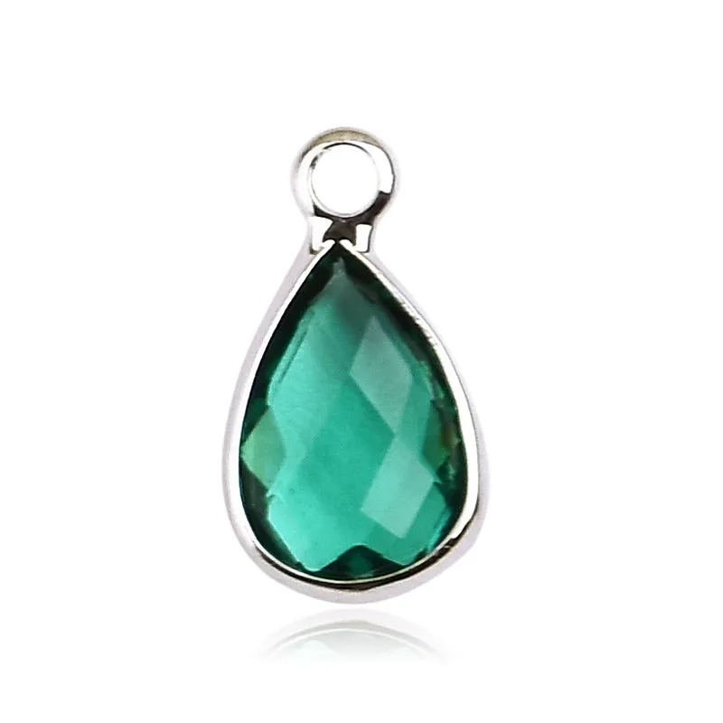 1 Piece 8 * 14mm Copper Glass Birthstone Water Droplets Pendant