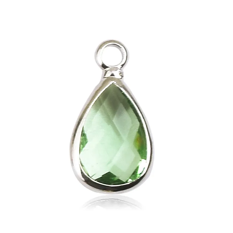 1 Piece 8 * 14mm Copper Glass Birthstone Water Droplets Pendant