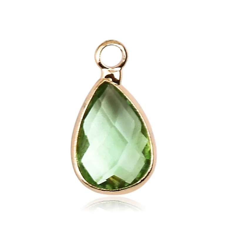 1 Piece 8 * 14mm Copper Glass Birthstone Water Droplets Pendant