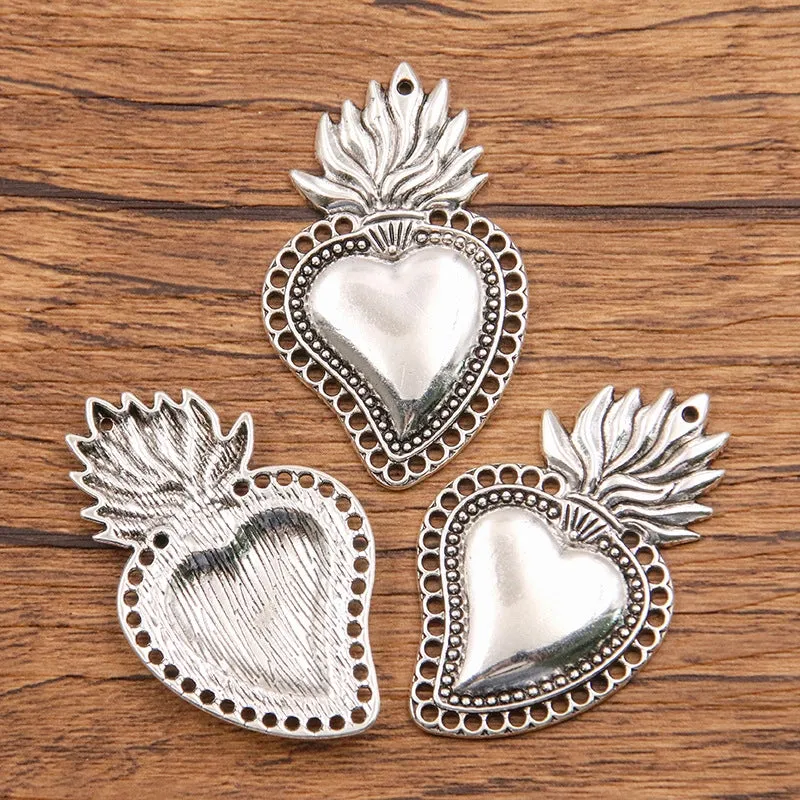 1 Piece Alloy Heart Shape Skull Pendant