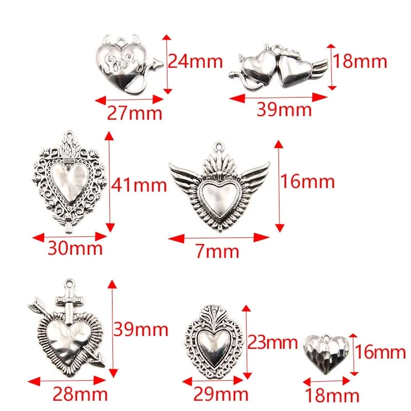 1 Piece Alloy Heart Shape Skull Pendant
