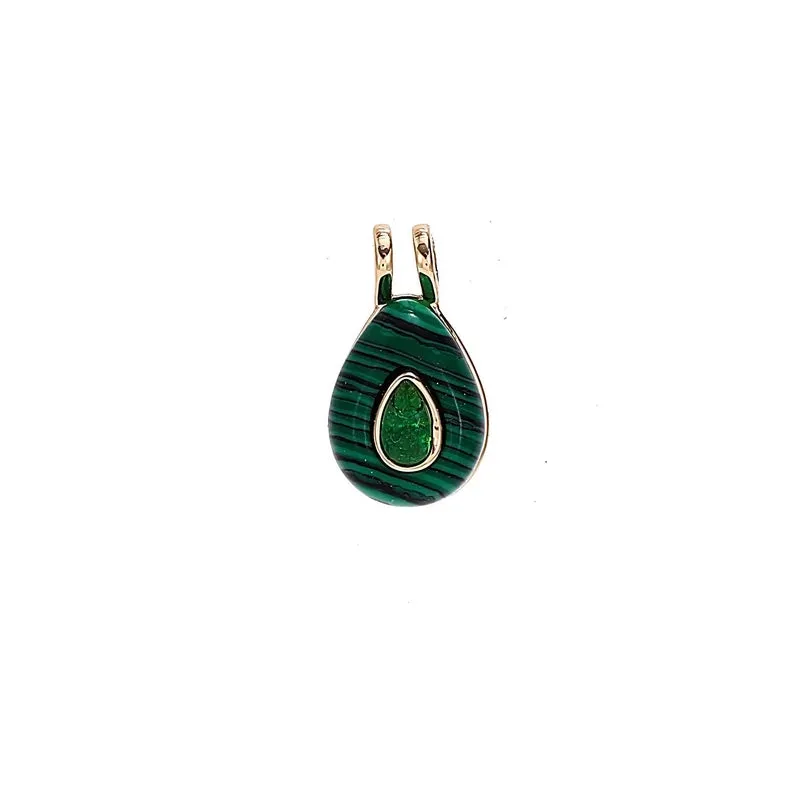 1 Piece Natural Stone Copper Zircon Gold Plated Oval Pendant Chain