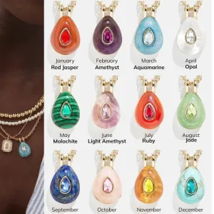 1 Piece Natural Stone Copper Zircon Gold Plated Oval Pendant Chain