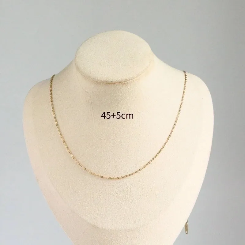 1 Piece Natural Stone Copper Zircon Gold Plated Oval Pendant Chain