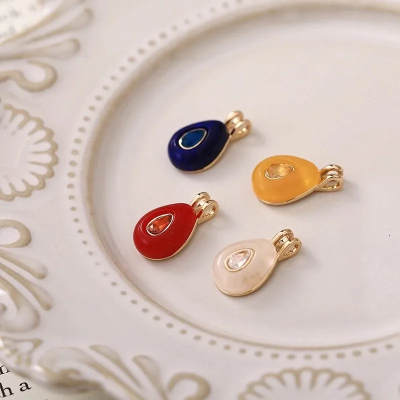 1 Piece Natural Stone Copper Zircon Gold Plated Oval Pendant Chain