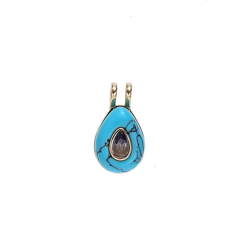 1 Piece Natural Stone Copper Zircon Gold Plated Oval Pendant Chain