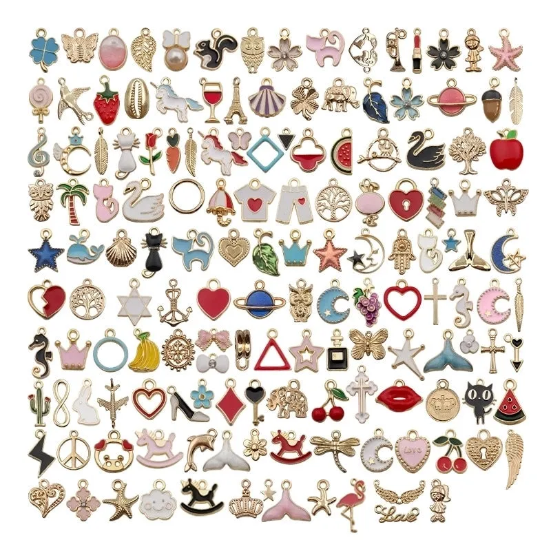 1 Set 10-20mm Alloy Heart Shape Cat Flower Pendant