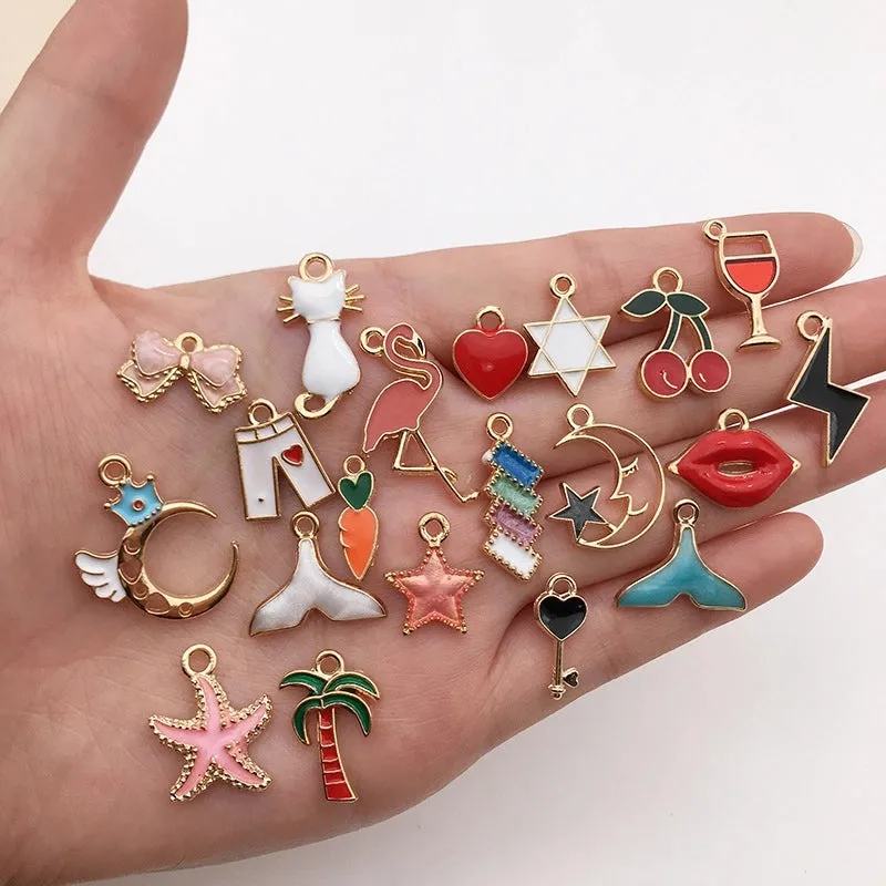 1 Set 10-20mm Alloy Heart Shape Cat Flower Pendant