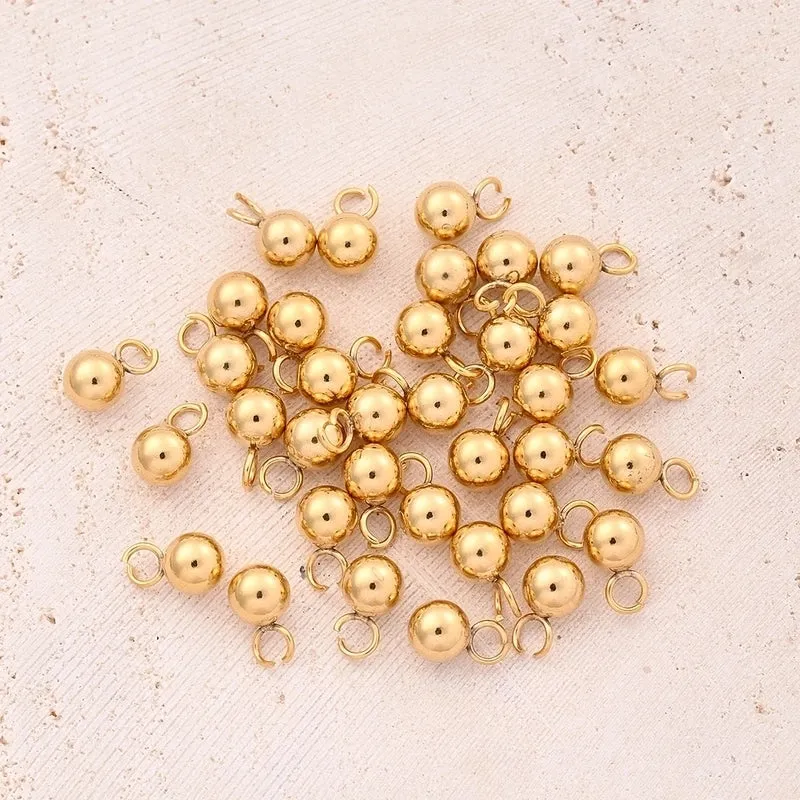 10 Pcs/Package 6x3mm 7x4mm 8x5mm Hole 1~1.9mm Hole 2~2.9mm 304 Stainless Steel 18K Gold Plated Round Simple Solid Color Polished Pendant Earring Findings