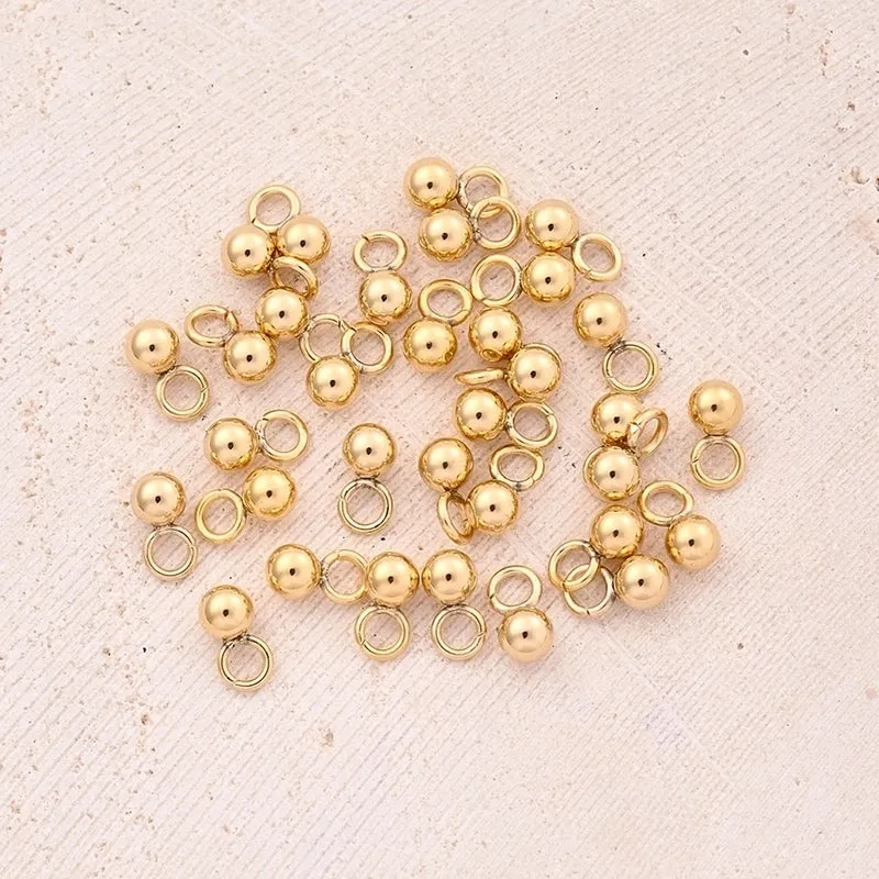 10 Pcs/Package 6x3mm 7x4mm 8x5mm Hole 1~1.9mm Hole 2~2.9mm 304 Stainless Steel 18K Gold Plated Round Simple Solid Color Polished Pendant Earring Findings