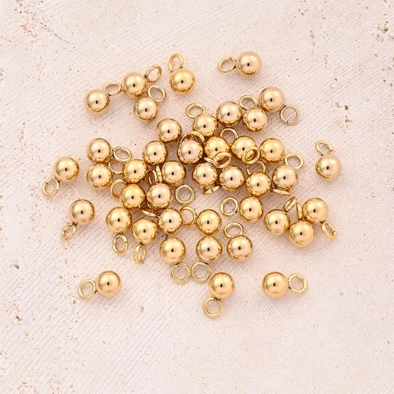 10 Pcs/Package 6x3mm 7x4mm 8x5mm Hole 1~1.9mm Hole 2~2.9mm 304 Stainless Steel 18K Gold Plated Round Simple Solid Color Polished Pendant Earring Findings