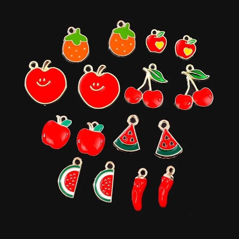 10 PCS/Package Zinc Alloy KC Gold Cherry Apple Pendant