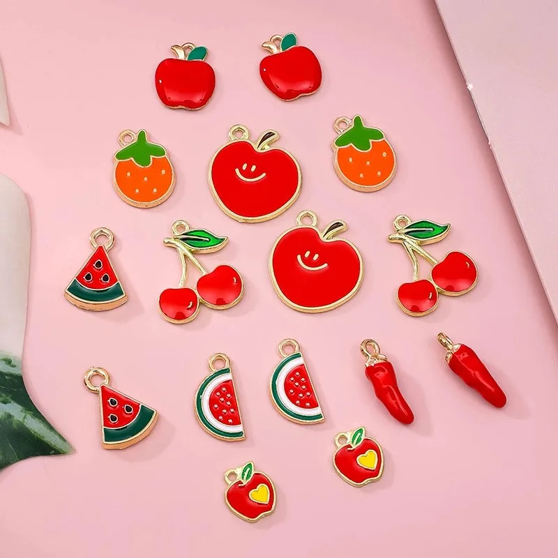 10 PCS/Package Zinc Alloy KC Gold Cherry Apple Pendant