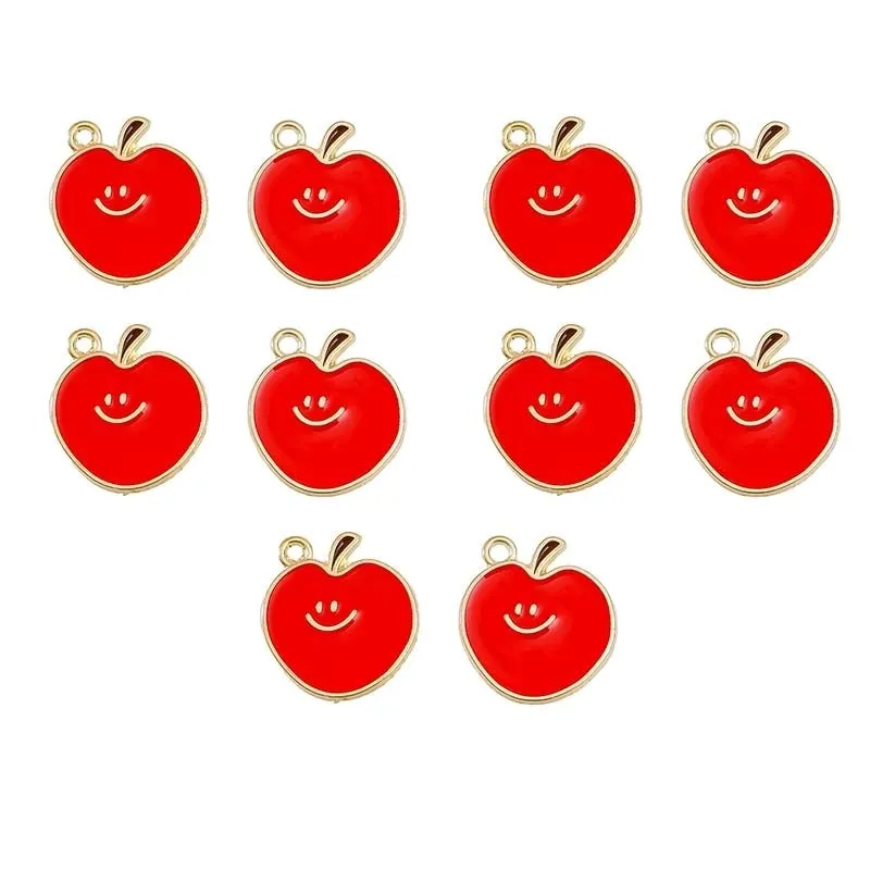 10 PCS/Package Zinc Alloy KC Gold Cherry Apple Pendant