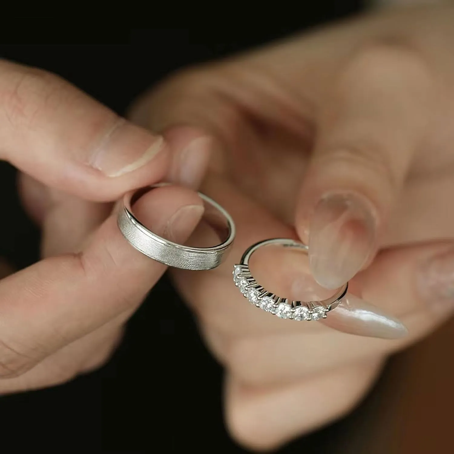 10K 14K 18K Gold Custom Couples Wedding Band Moissanite Wedding Rings for Him and Her Couples Promise Ring Size 3-16