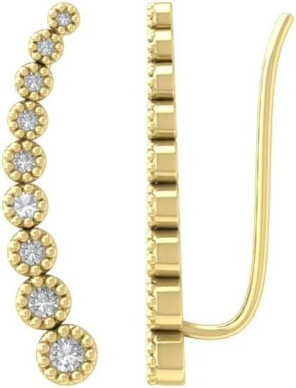 10K, 14K in White, Yellow, Rose Gold or Sterling Silver Lab-Grown Diamond Climber Fashion Earrings (1/8 cttw, D-F Color, VS Clarity)