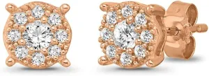 10K Gold and Silver Diamond Cluster Stud Earrings (1/4 cttw, I-J Color, I2-I3 Clarity)