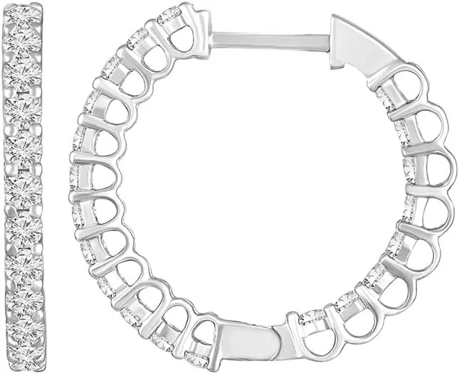10K Gold or Silver Lab Grown Diamond Hoop Earrings (1 cttw, E-F Color, VS1 Clarity)